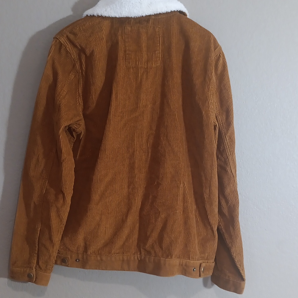 Volcom Men's Corduroy Bomber Jacket with White Sherpa Collar - Picture 4 of 4